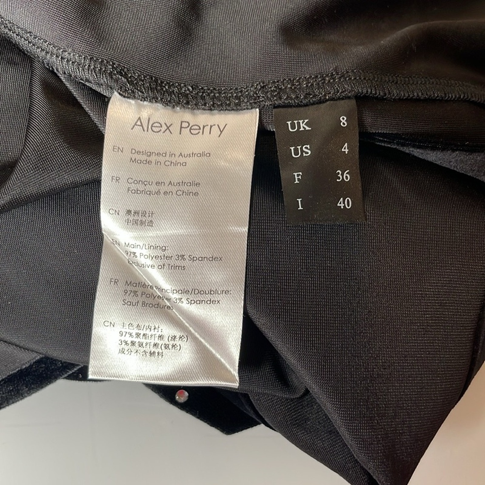 Alex Perry Singlet Sweetheart Crystal Embellished Column Black Maxi Dress Sz 4 — image 8 of 8